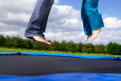 Three supermodels take on 3 trampolines at the same time